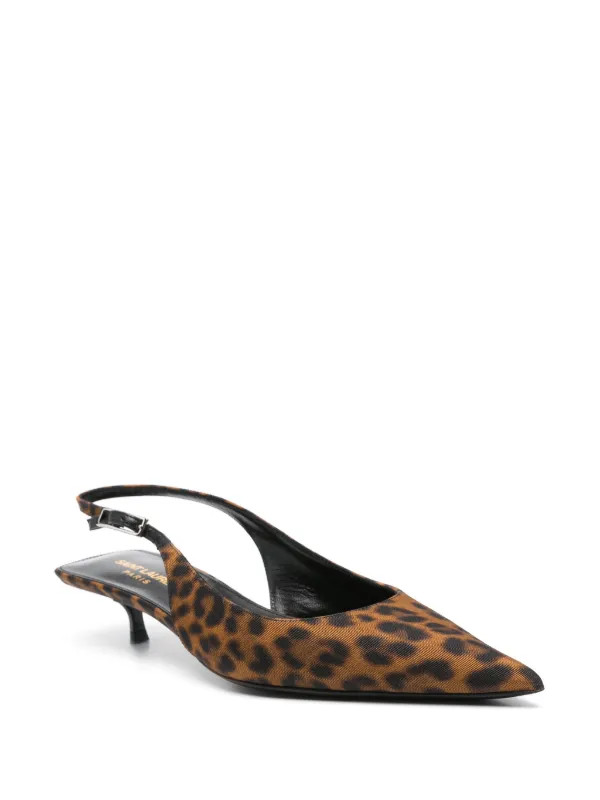 Saint Laurent 30mm Cherish Slingback Pumps | Brown | FARFETCH | Farfetch Global