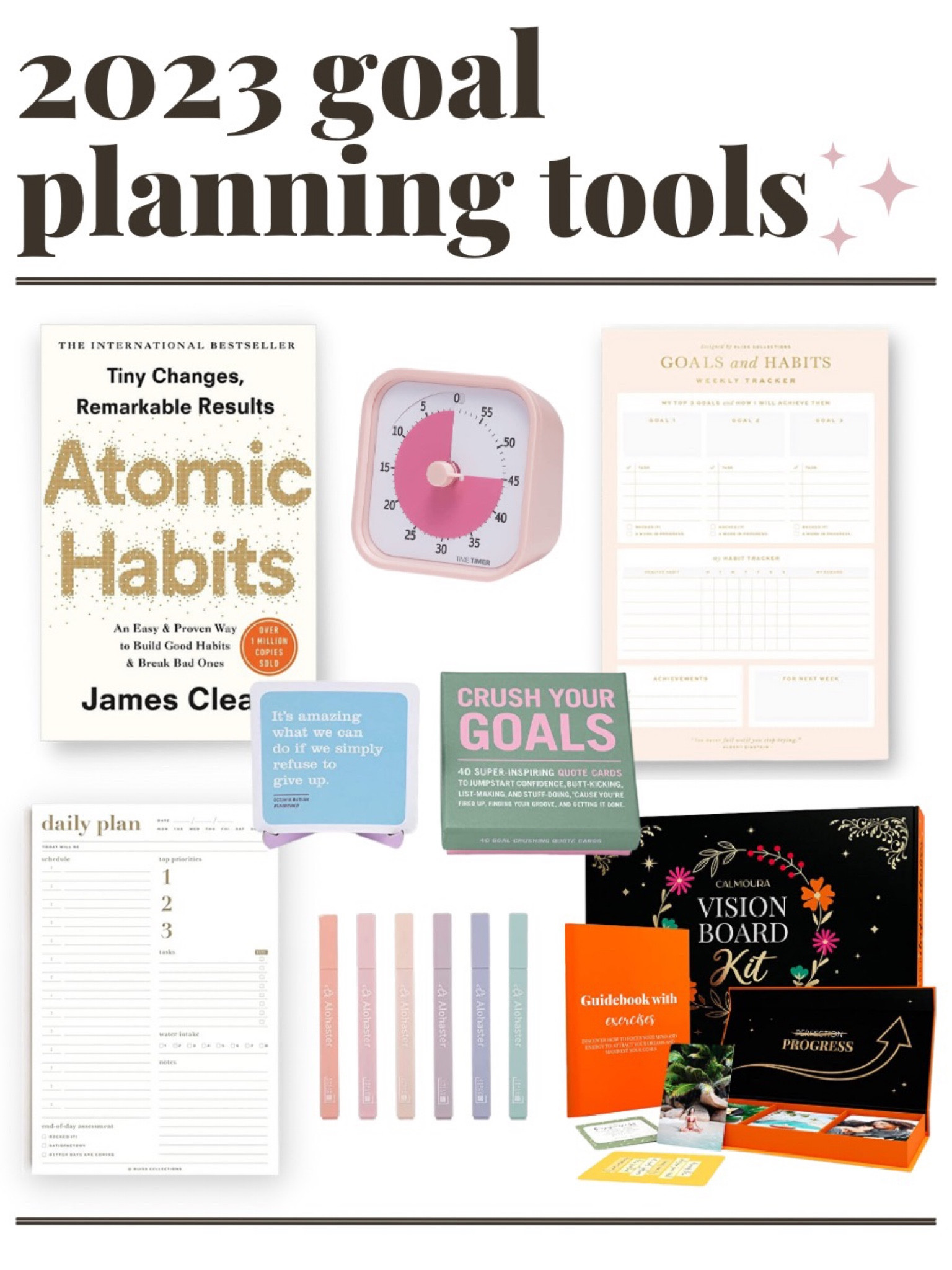 The best tools to accomplish your goals and New Year’s resolutions. All from Amazon. 

Goals / New Year’s resolution/ 2023 / self-care / planning / books / planners / vision board 


#LTKunder50 #LTKfamily #LTKunder100
