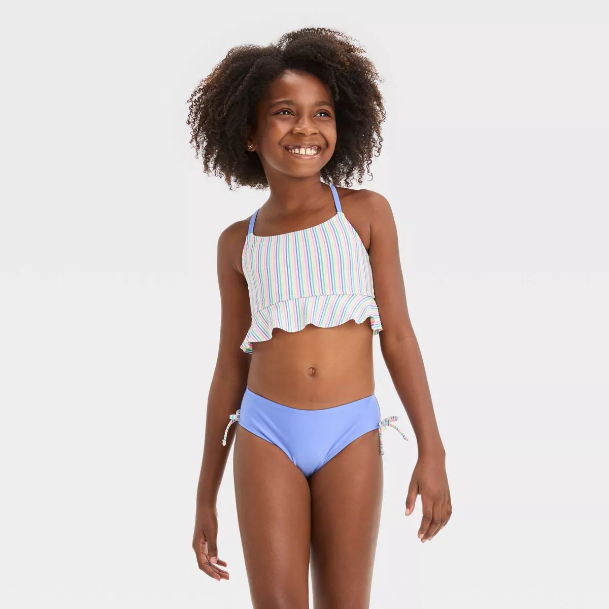 Girls' Seersucker Striped Midkini Set - Cat & Jack™ Blue | Target