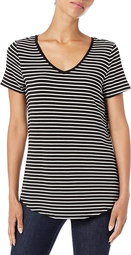 Amazon Essentials Womens Relaxed-Fit Short-Sleeve V-Neck Tunic (Available in Plus Size) | Amazon (US)