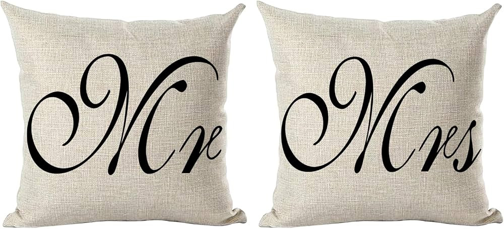 Ramirar Set of 2 Black Word Mr Mrs Simple Style Gift for Family Lover Valentine's Day Decorative ... | Amazon (US)