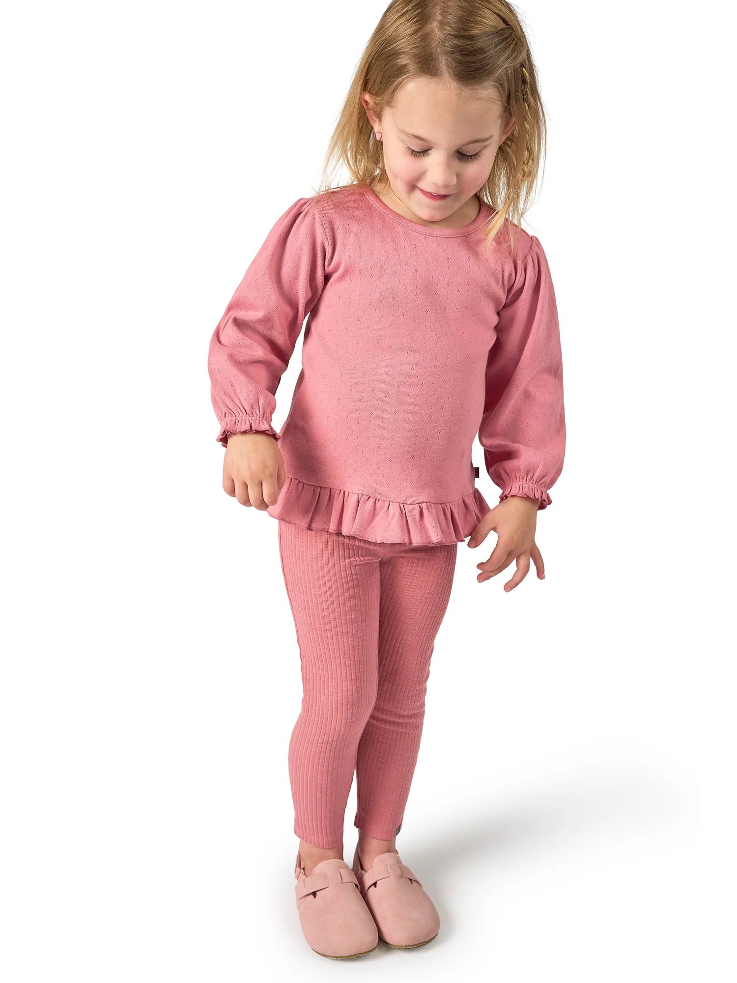 Modern Moments by Gerber Toddler Girl Organic Top and Pant Outfit Set, Sizes 12 Months - 5T | Walmart (US)