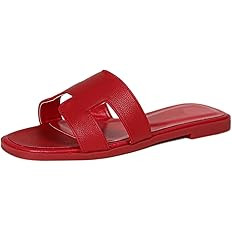 Womens Flat Sandals for Womens 2025 Summer Dressy Slippers Non Slip Comfortable Leather Slippers ... | Amazon (US)