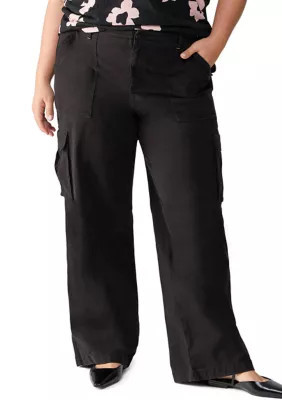 Sanctuary Women's Plus Size Reissue Cargo Pants, Black, 3X | Belk