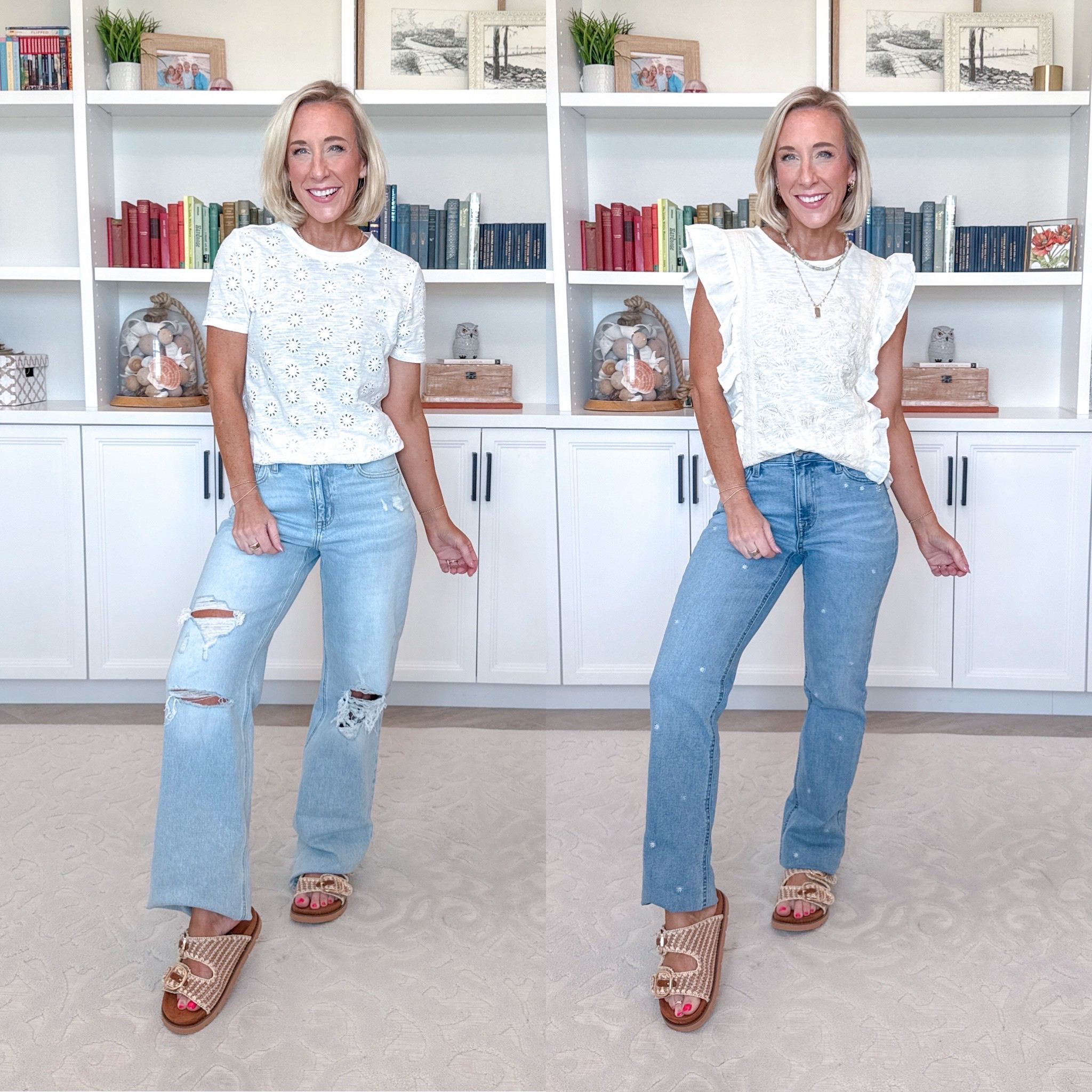 @maurices - spring denim haul: (and it’s all on sale!… PLUS, use code LTK10 for a stackable 10% off!!) #mauricespartner Outfit one: High Rise Ripped Wide Leg Jean - Size 0, Regular. Eyelet Crew Neck Tee - Size XSmall. Raffia Two Band Footbed Sandal - TTS. Matte Gold Cutout Fan Drop Earrings. Outfit 2 Daisy Embroidered High Rise Relaxed Straight Jean - Size 0. Embroidered Ruffle Trim Top - Size XSmall. Gold Beaded Layered Necklace Set. Gold Wire Flower Stud Earrings. #ThatStyledFeeling

 

#LTKSaleAlert #LTKOver40 #LTKSeasonal