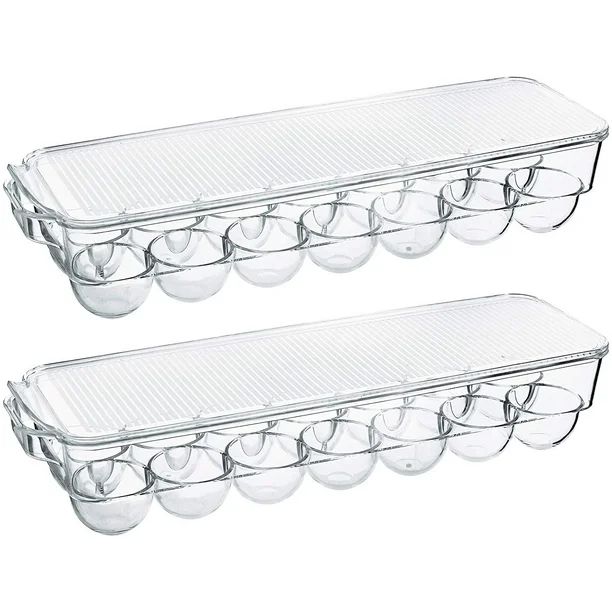 Greenco Greenco Stackable Refrigerator Egg Storage Bin With Lid, Stores 14 Eggs, Clear- 2 Pack - ... | Walmart (US)