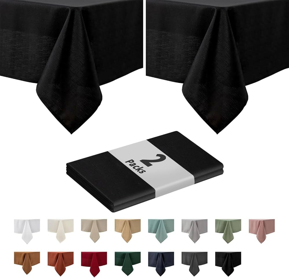 maxmill 2 Pack Rectangle 52 x 70 Inch Slubby Textured Tablecloth Waterproof Wrinkle Free Table Cl... | Amazon (US)