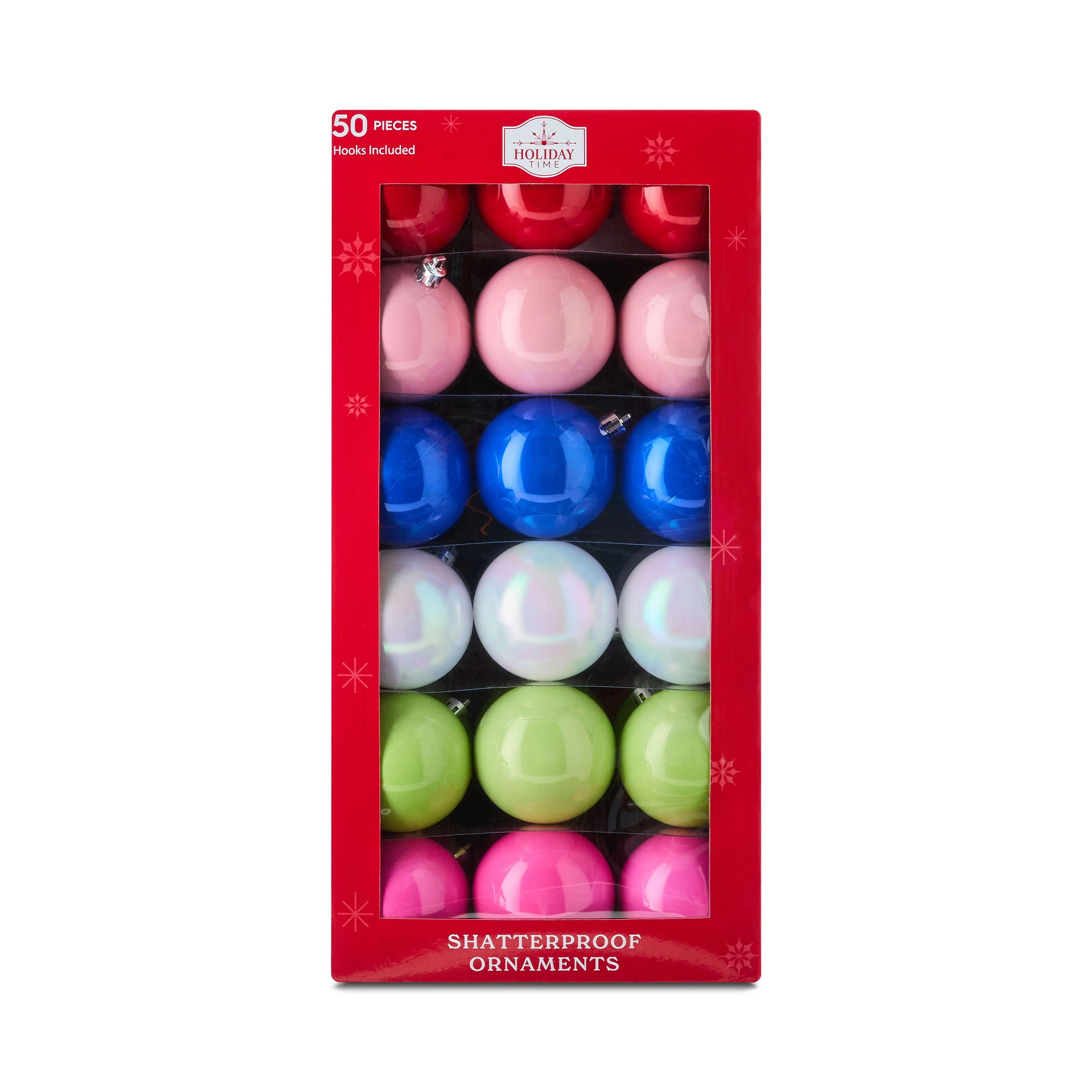 50-Count Brights Shatterproof Christmas Ball Ornaments, by Holiday Time | Walmart (US)