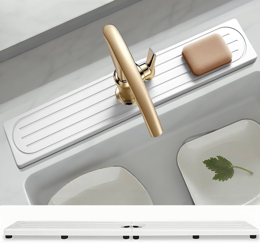 Faucet Mat for Kitchen Sink with Raised Feet, Stone Sink Mat Quick Dry around Faucet, Water Absor... | Amazon (US)