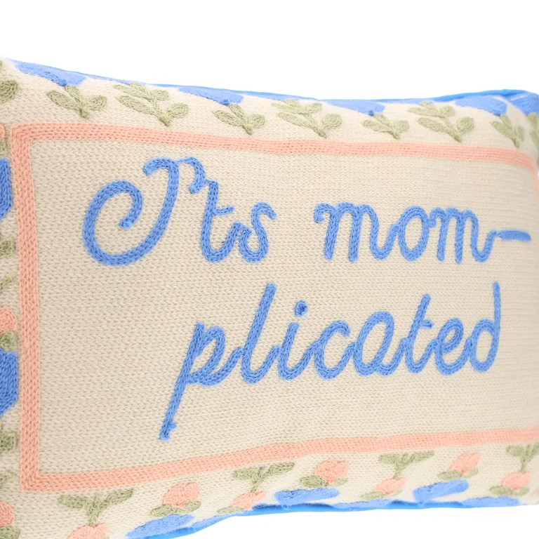 It's Mom-Plicated Decorative Lumbar Pillow, Blue and Pink, 14" x 9", Mother's Day by Way To Celeb... | Walmart (US)