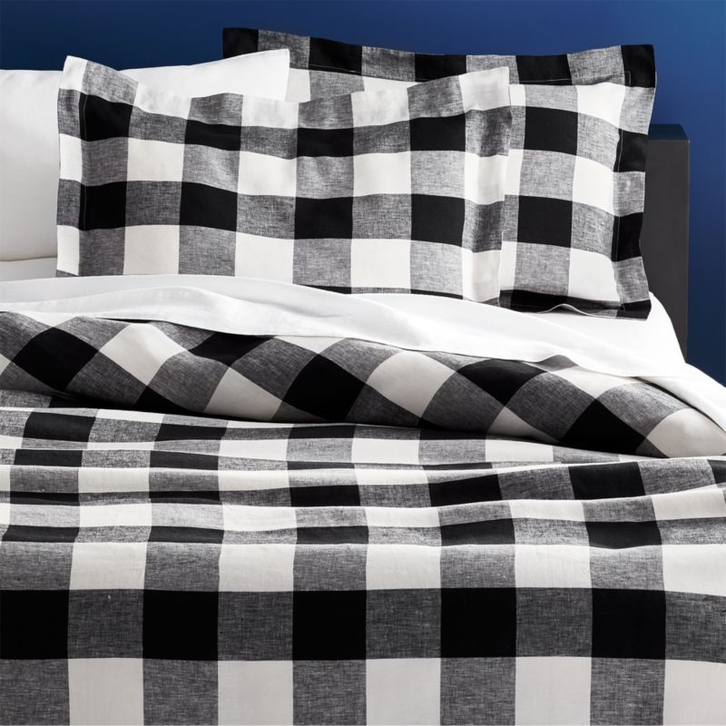 Buffalo Plaid Linen Duvet Cover | CB2 | CB2