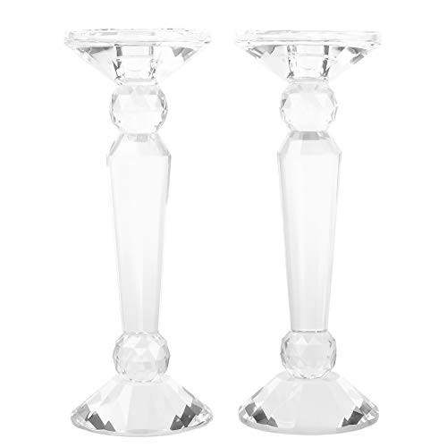 DONOUCLS Crystal Candle Stick Holders 2-Pack, Clear Crystal Taper/Pillar Candles Holder Table Centerpieces for Party and Wedding Decoration(10.6inches Tall) | Amazon (US)