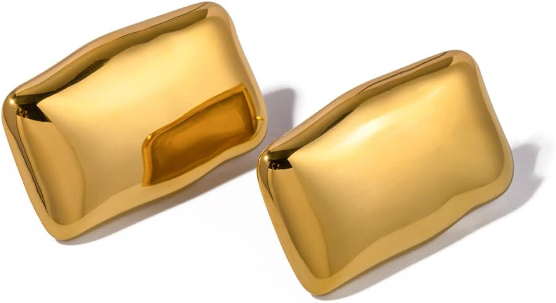 Rectangle Plate Chunky Big Drop Stud Earrings for Women Girls Stainless Steel Silver 14K Gold Pla... | Amazon (UK)
