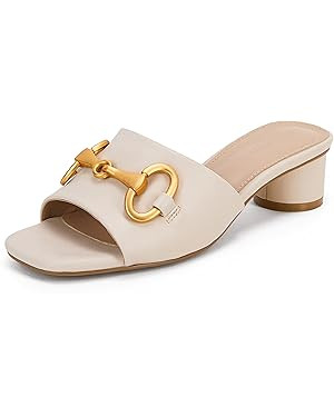 Coutgo Women's Sandals, Round Heel Peep Toe Slides, Single Band Comfortable Mules Chunky Slip-on ... | Amazon (US)