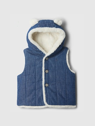 Baby Cozy Quilted Denim Bear Vest | Gap (US)