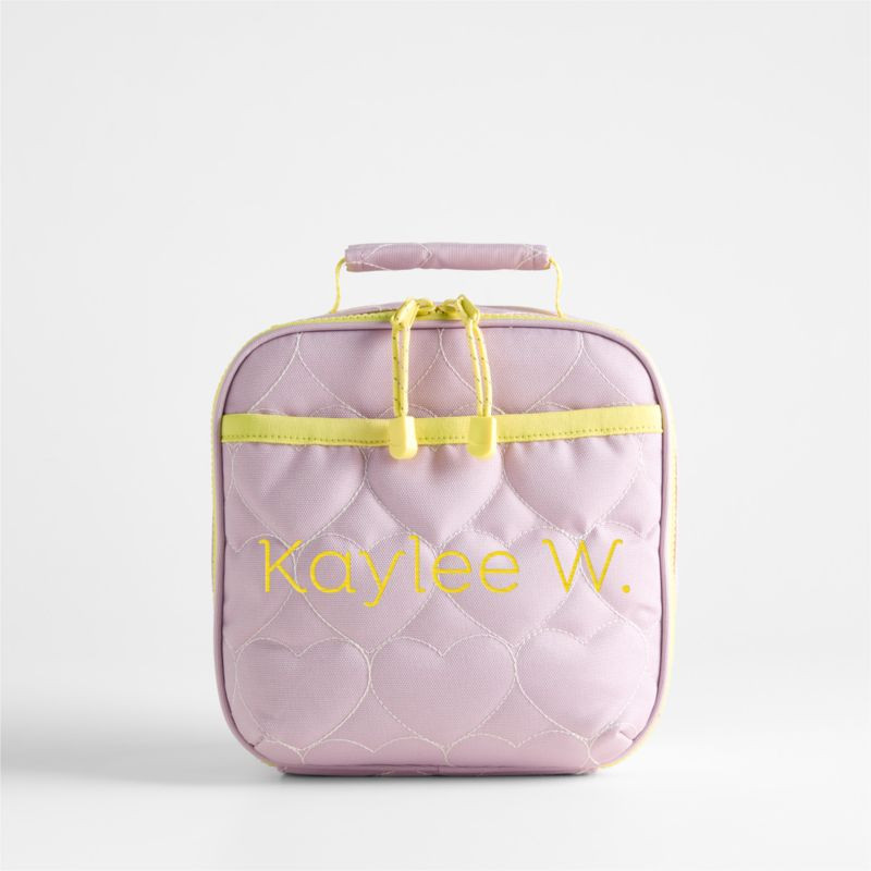 Dreamer Quilted Purple Heart Standard Soft Insulated Kids Lunch Box + Reviews | Crate & Kids | Crate & Barrel