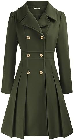GRACE KARIN 2024 Women's Fashion Trench Coat Notch Lapel Double Breasted Thick A Line Pea Coats J... | Amazon (US)