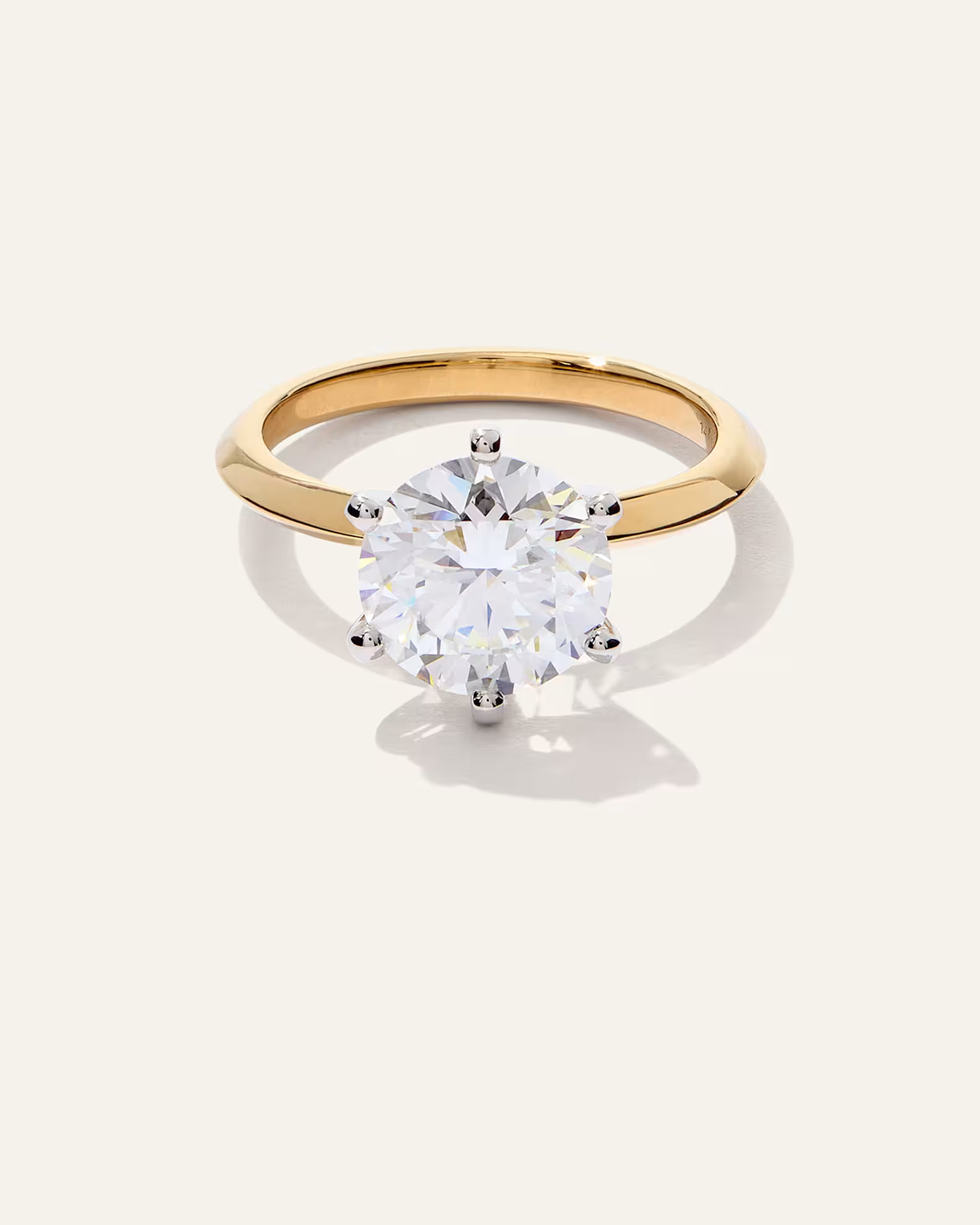 Lab Grown Diamond Round Six Prong Knife Edge Engagement Ring in Yellow Gold | Quince