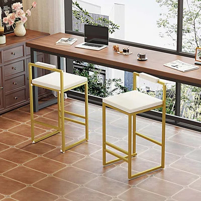 Upholstered Velvet Bar Stools Modern Dining Stools (Set of 2) | Wayfair North America