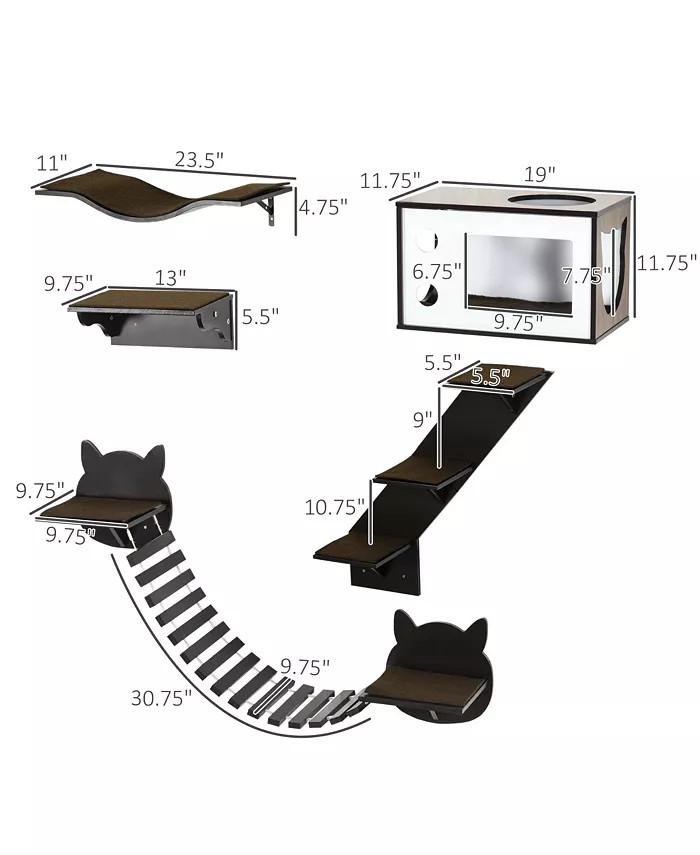 Cat Shelves with Ergonomically Curved Platform, Cozy Cat House, Bridge, Easy Stairs, and Flat Per... | Macy's