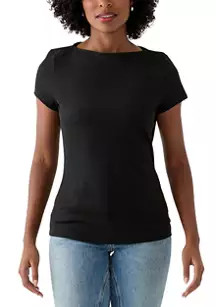 Women's Boat Neck Ribbed T-Shirt | Belk