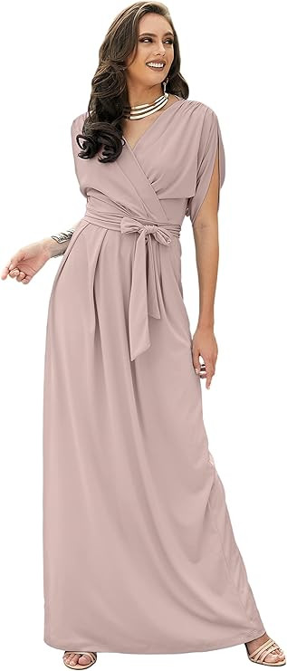KOH KOH Formal Short Sleeve Cocktail Flowy V-Neck Gown | Amazon (US)