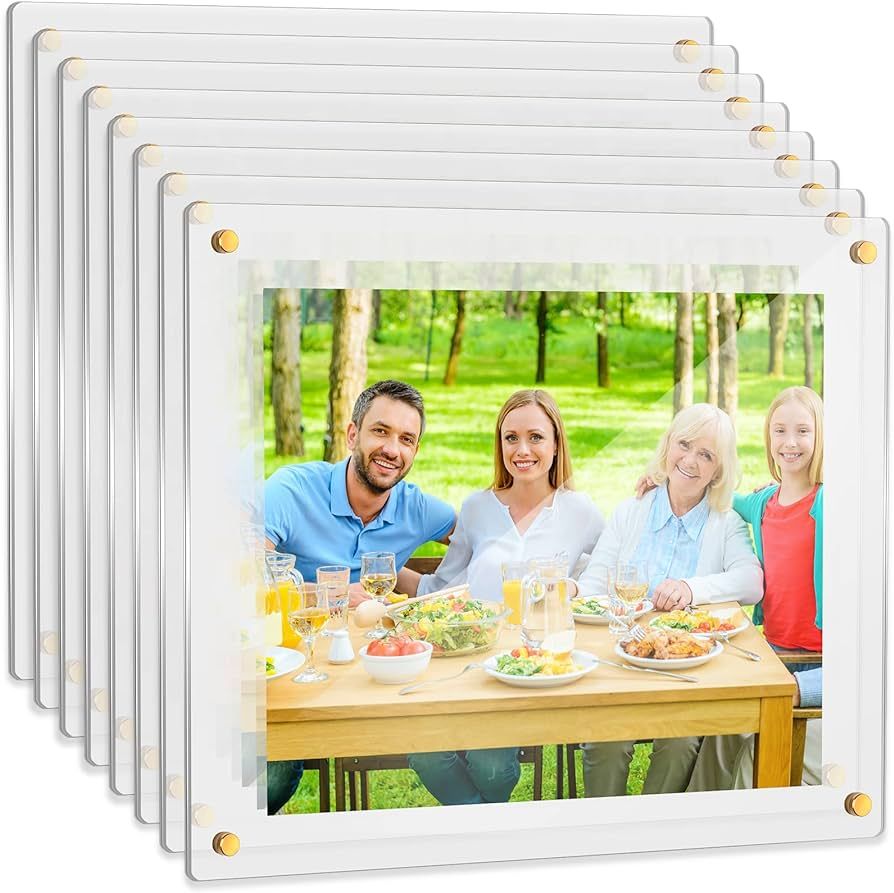 Chunful 8 Pcs Acrylic Floating Frame 8 x 10 Inches Clear Floating Picture Frames Double Sided Acr... | Amazon (US)