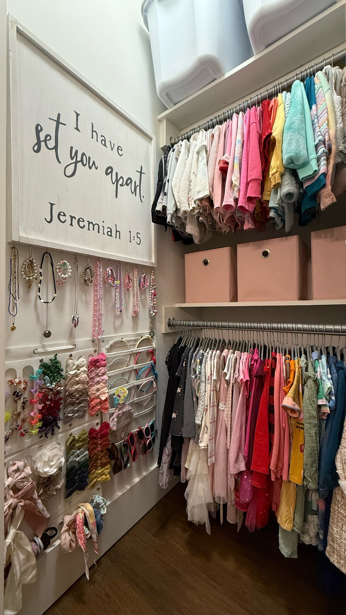 Little girls closet organization! I got this bow, clip, headband and sunglasses organization find Available on Amazon and Temu in several colors! This was a great organization solution for all my daughter’s hair stuff! Now we can see everything and access it more easily! Also linking her cube storage bins and slim hangers! 

#LTKStyleTip #LTKHome #LTKKids