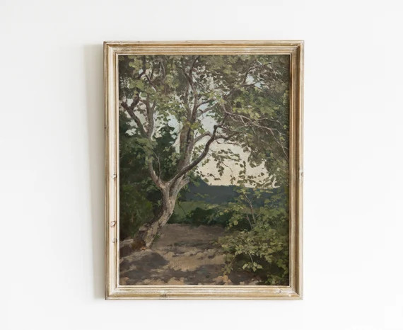 Vintage Tree Painting | Tree Print | Spring Farmhouse Decor | Vintage Art Print | Farmhouse Wall ... | Etsy (US)