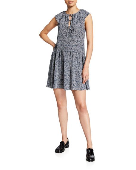 Rebecca Taylor Sleeveless Nouveau Vine-Print Mini Dress | Neiman Marcus