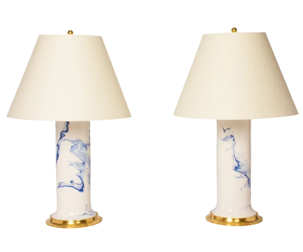 Large Patricia Delft Blue Marble Lamp by Christopher Spitzmiller | Paloma & Co.