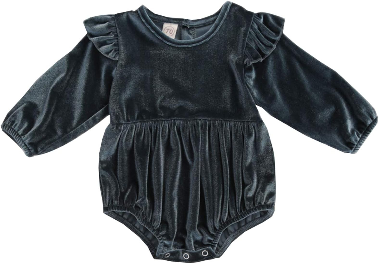 Infant Baby Girl Plain Fall Crushed Velvet Long Sleeve Bodysuits Romper Tops | Amazon (US)