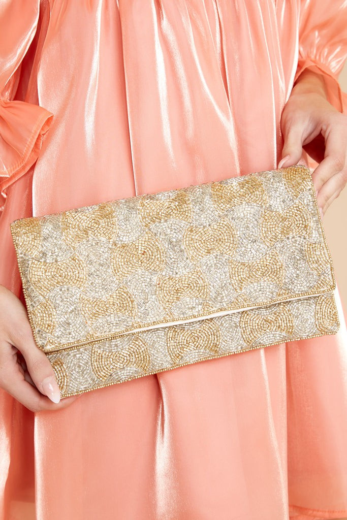 Subtle Style Gold Multi Clutch | Red Dress 