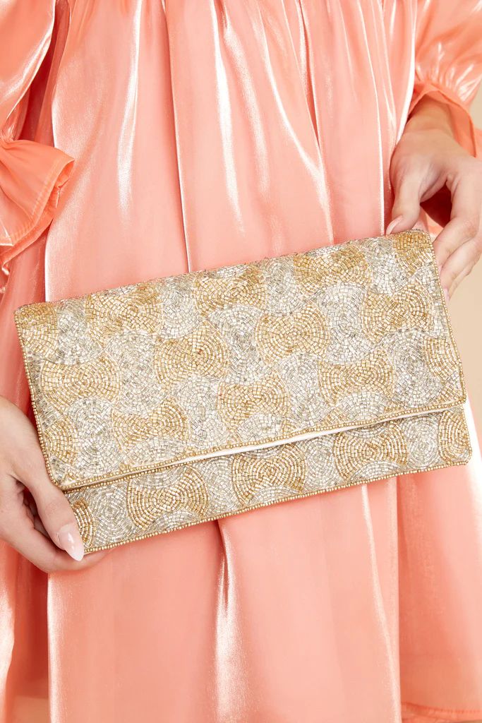 Subtle Style Gold Multi Clutch | Red Dress 
