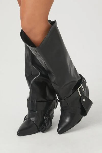 Buckled Faux Leather Boots | Forever 21 (US)