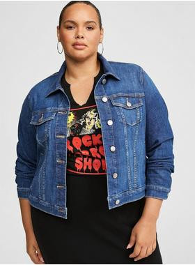 Modern Denim Fitted Trucker Jacket | Torrid (US & Canada)