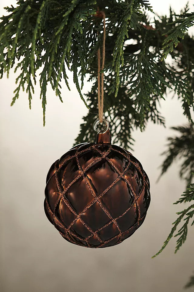 Diamond Textured Glass Globe Ornament | Anthropologie (US)