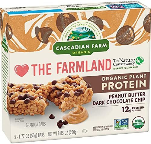 Cascadian Farm Organic Peanut Butter Chocolate Chip Protein Bars, 8.85 oz, 5 Count (Pack of 1) (1... | Amazon (US)