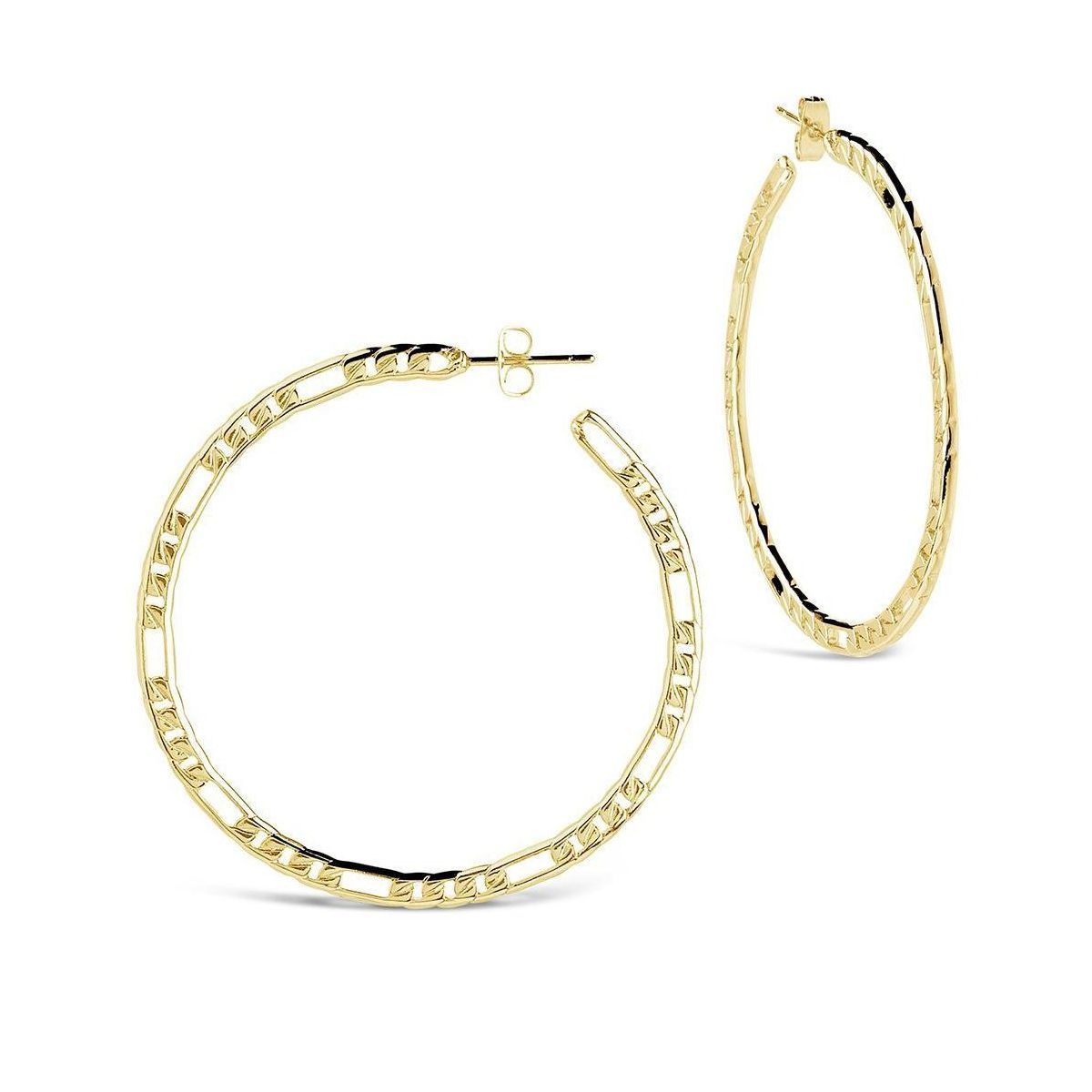 SHINE by Sterling Forever Flat Chain Linked Hoop Earrings | Target