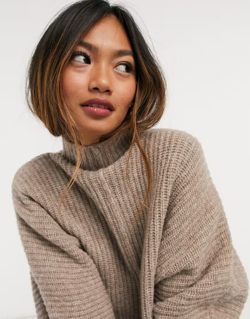 Weekday funnel neck sweater in beige | ASOS (Global)