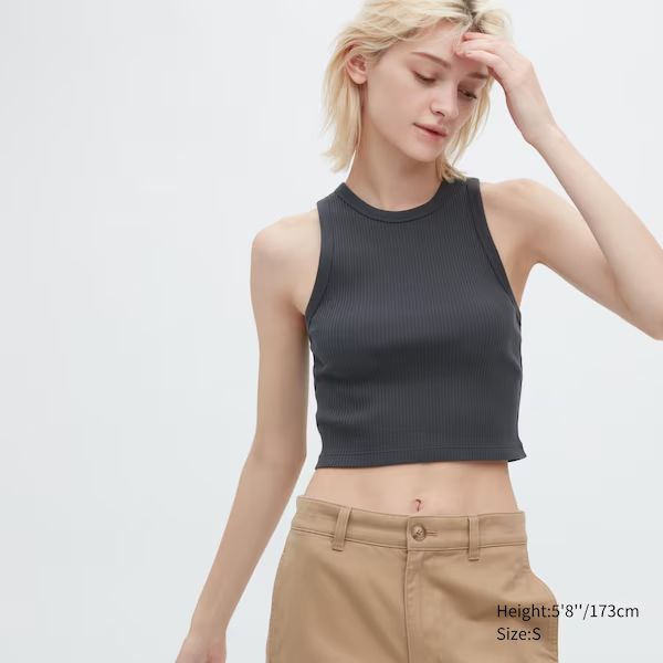 Ribbed Racer Back Cropped Tank Top | UNIQLO (US)
