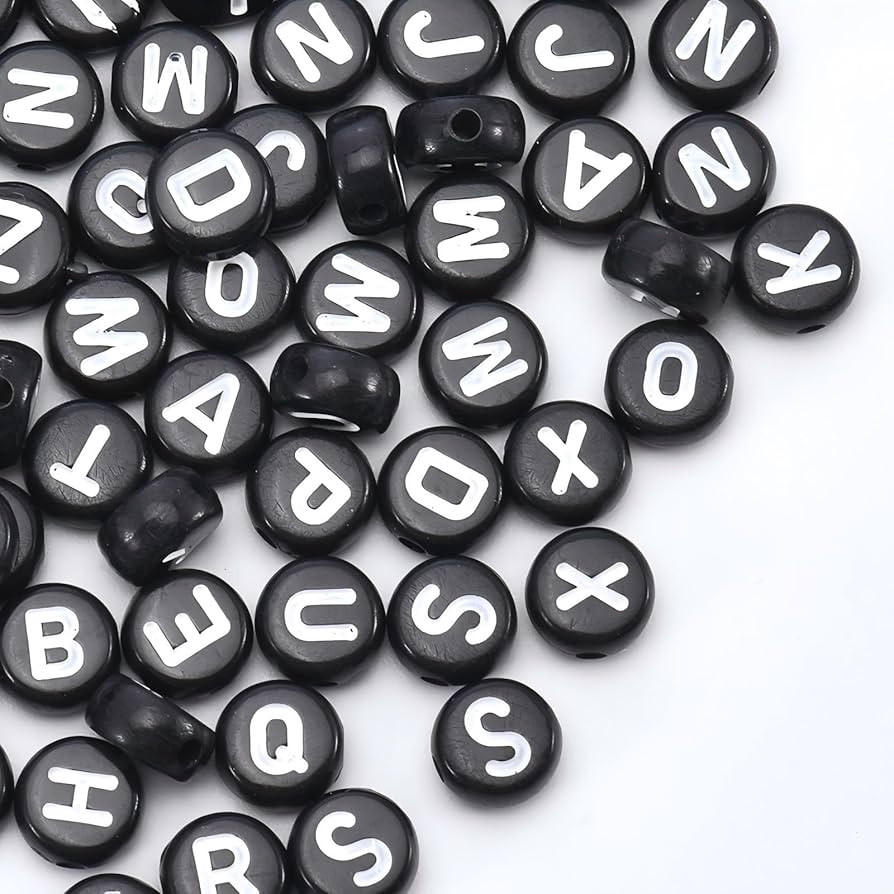 1600Pcs Black and White Round Letter Beads A-Z, 4X7mm Acrylic Alphabet Beads for Bracelets Making | Amazon (US)