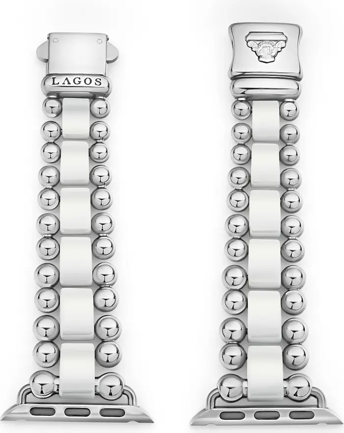 Smart Caviar White Ceramic & Stainless Steel 20mm Apple Watch® Watchband | Nordstrom
