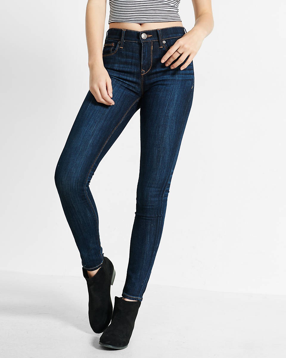 dark wash mid rise jean legging | Express