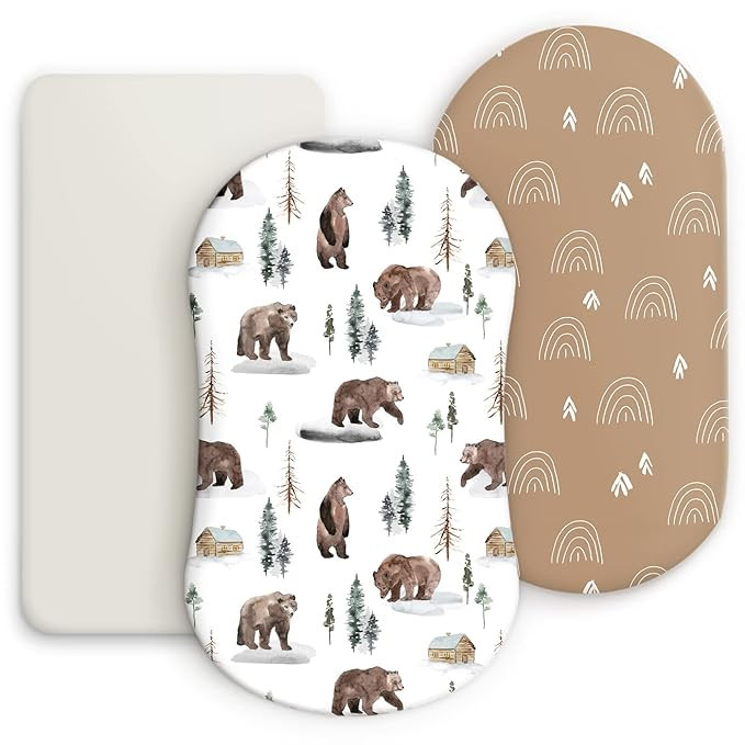 GRSSDER Stretchy Ultra Soft Fitted Bassinet Sheet Set 3 Pack, Universal Fit for Bassinets Baby Cr... | Amazon (US)