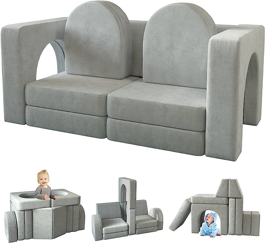 wanan Kids Couch 10PCS, for Toddler with Modular for Playroom Bedroom, 10 in 1 Multifunctional Co... | Amazon (US)