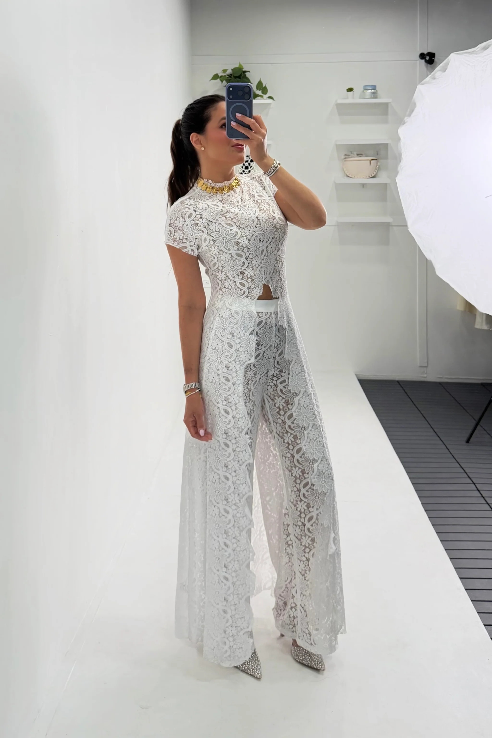 V I T T A White Lace Pant Set - Shop | Shop.com
