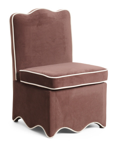 22x34 Velvet Skirted Dining Chair With Scalloped Bottom | Polyester | Marshalls