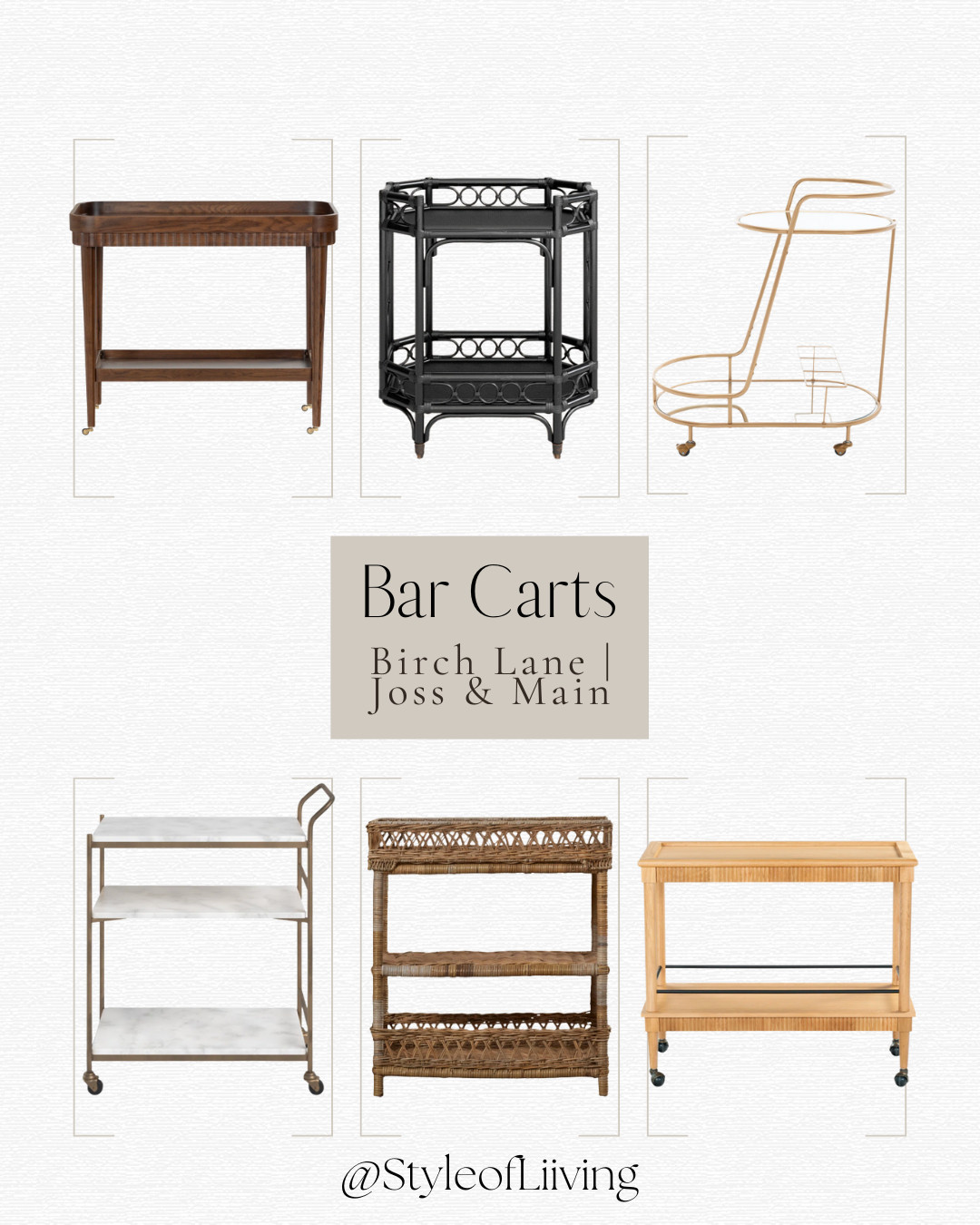 Bar carts from Joss & Main and Birch Lane! Bar carts for different design styles and different budgets.
#barcarts #jossandmain #birchlane #furniture 

 #LTKHoliday #LTKHome #LTKSaleAlert