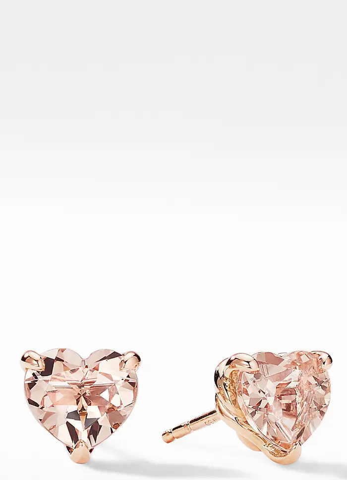 David Yurman Heart Stud Earrings in 18K Rose Gold with Morganite | Nordstrom | Nordstrom